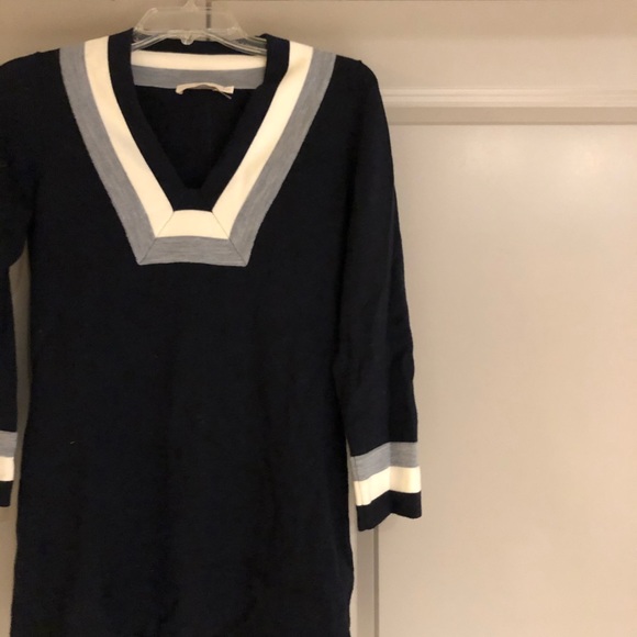 Tory Burch Navy Tunic Sweater with Stripe Details - Picture 3 of 4